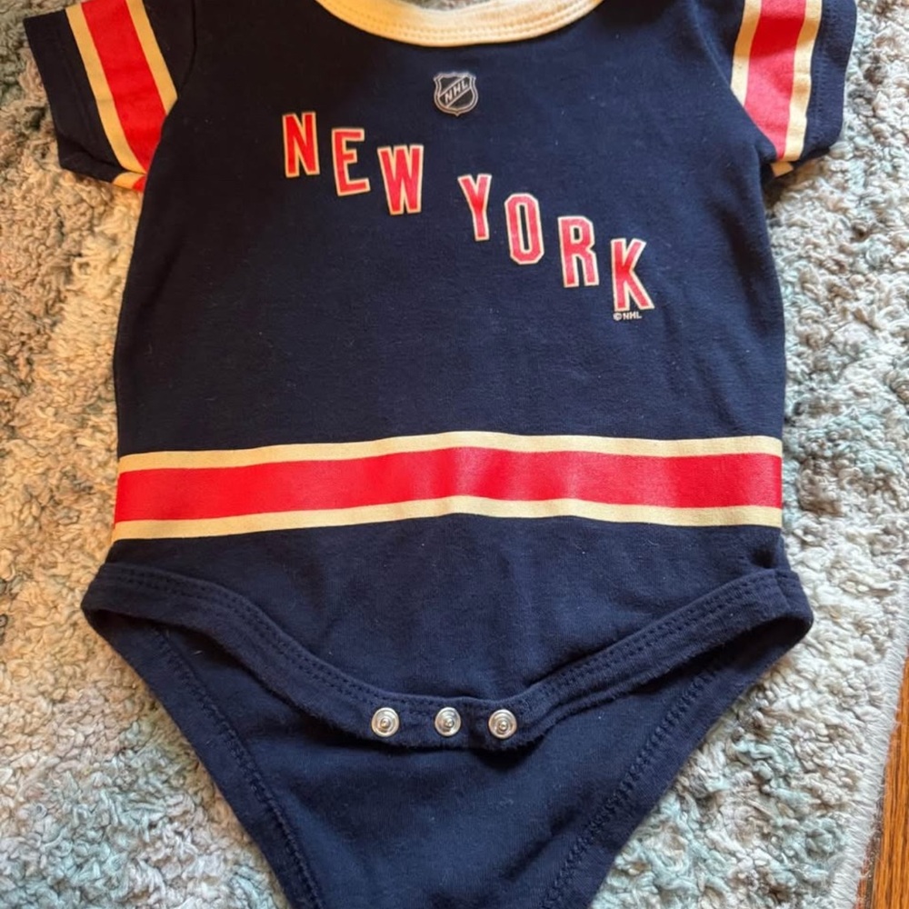 New York Baby Bodysuit - Navy and Red